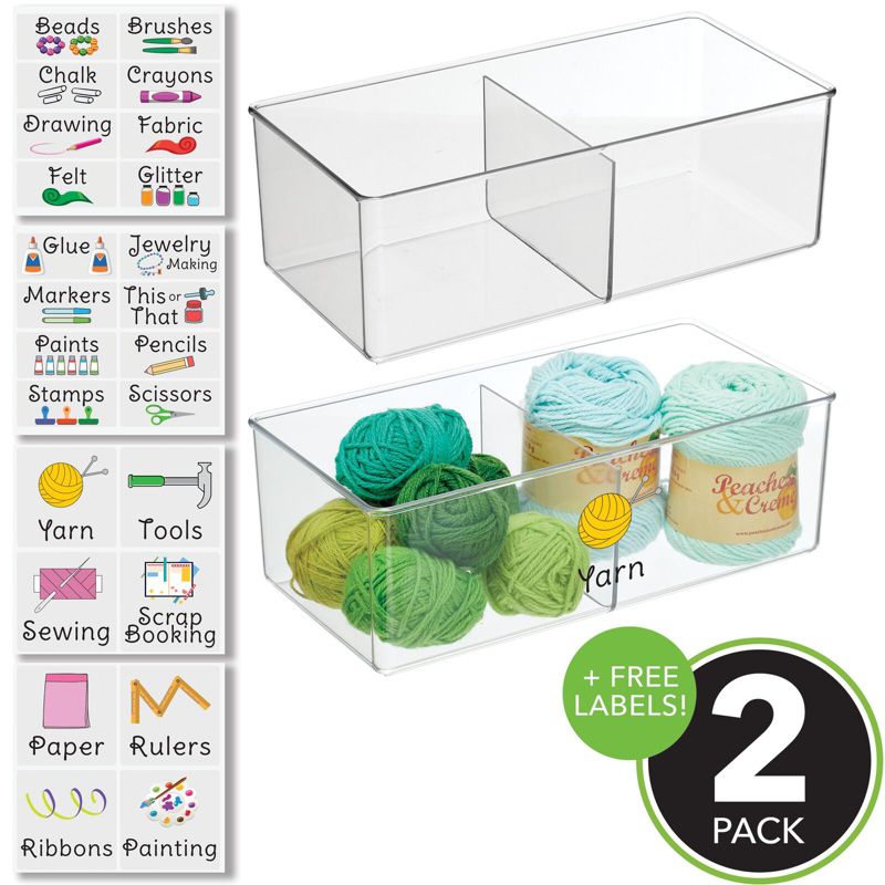 mDesign Plastic Craft Storage Organizer Bin Box + 24 Labels, 3 of 9
