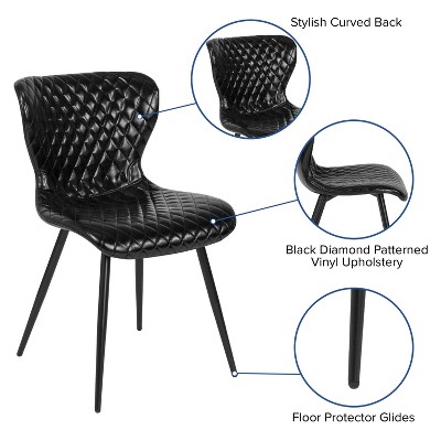 Black Diamond Quilted Metal Side Chair Set