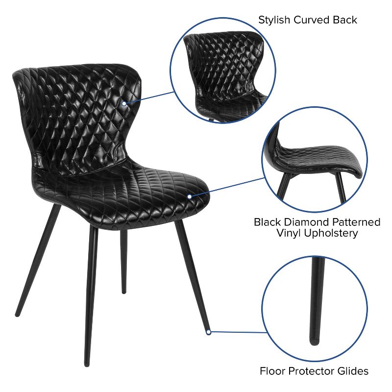 Emma and Oliver 4 Pack Contemporary Upholstered Chair in Black Vinyl, 4 of 12
