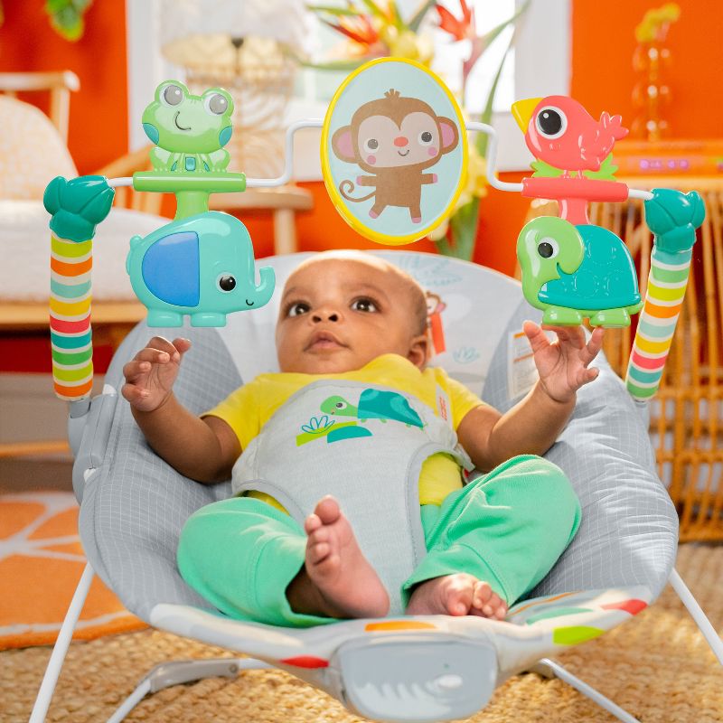 Bright Starts Playful Paradise Vibrating Baby Bouncer with Toys, 3 of 16
