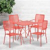 Emma and Oliver Commercial 28" Square Metal Folding Patio Table Set w/ 4 Square Back Chairs - 2 of 4