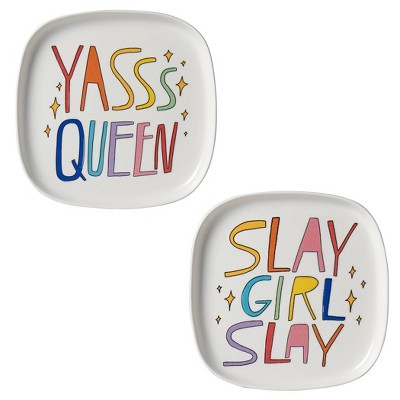 Queer Eye 6" 2pk Stoneware Queen Appetizer Plates