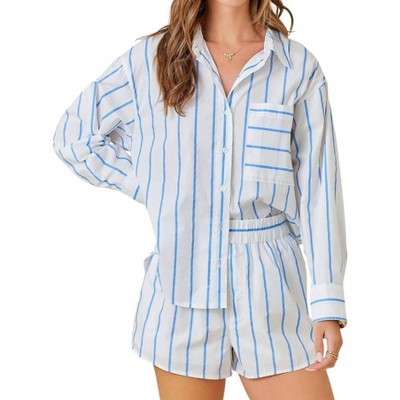 Women's Striped Poplin Button Down Shirt - day + moon