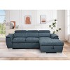 VYNXARIA 97 inch Convertible Sectional Sofa with Storage Chaise,Contemporary L-shaped Sleeper Corner Sectional Sofa with a Pull-Out Bed ,Blue - 4 of 4