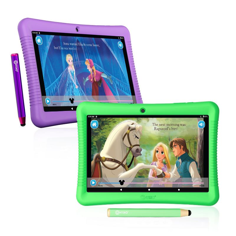 Buy 2: Contixo K102 10" Inch Kids Tablet Bundle Value Pack, Kids Tablets Parental Control, 64GB, Wi-Fi, w/ Teacher Approved Apps  -Purple & Green, 1 of 13