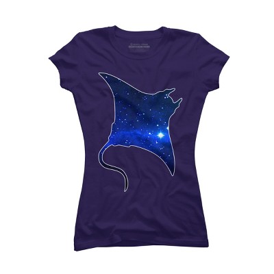 Junior's Design By Humans Space Manta Ray By Shrenk T-Shirt