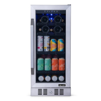 Black Stainless Steel 27" Freestanding Wine and Beverage Fridge with Interior Lighting