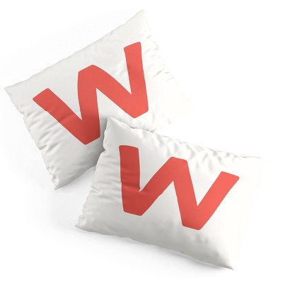 Deny Designs Standard April Lane Art Block Red Monogram W Microfiber Printed Pillow Sham