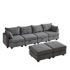 VYNXARIA 113.5 inch Modular Sectiona Corduroy Sofa,U Shaped Sectional Couch with Storage Ottoman,6 Seats Convertible Sectionals with Chaise,Dark Gray - 2 of 4