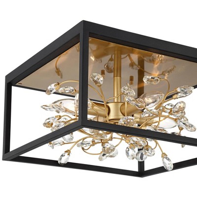 17" Gold and Crystal Modern Flush Mount Ceiling Light