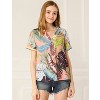 Allegra K Women's Hawaiian Floral Leaves Printed Short Sleeve Button Down Vintage Shirt - 3 of 4