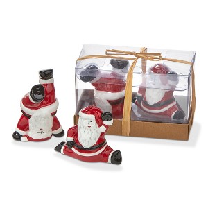 tagltd Dancing Santa Salt and Pepper Shakers Set - Christmas Ceramic Decor - 3" H Multicolor Hand Wash Only - 1 of 1