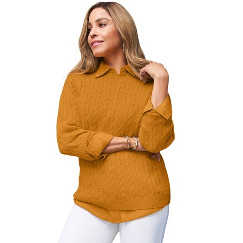 Jessica London Women's Plus Size Cable Crewneck Sweater - image 1 of 4