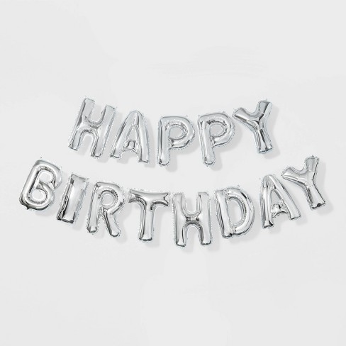 "Happy Birthday" Foil Balloon Silver - Spritz™ - image 1 of 4