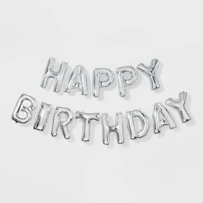 "Happy Birthday" Foil Balloon Silver - Spritz&#8482;, 1 of 12