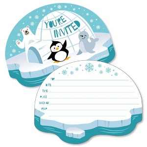 Big Dot of Happiness Arctic Polar Animals - Shaped Fill-in Invites - Winter Baby Shower or Birthday Party Invitation Cards with Envelopes - Set of 12 - 1 of 4