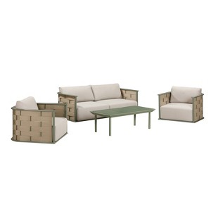 Kinger Home Komodo 4-Piece Patio Furniture Set, Outdoor Conversation Set with Cushioned - 1 of 4