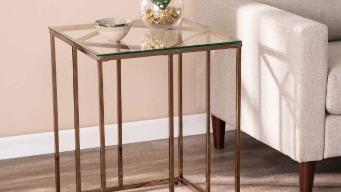 Nicholas Contemporary End Table with Glass Top Champagne - Aiden Lane, 2 of 7, play video