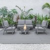 LeisureMod Walbrooke 4-Piece Modern Gray Patio Conversation Set with Square Fire Pit & Tank Holder, Sectional Seat for Outdoor Spaces - 2 of 4