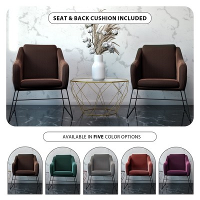 Harmony Coffee Brown Velvet and Wood Accent Chair