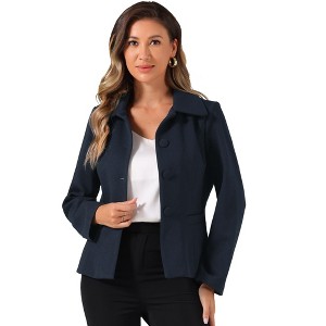 INSPIRE CHIC Women's Work Office Contrast Collar Single Breasted Winter Coat - 1 of 4