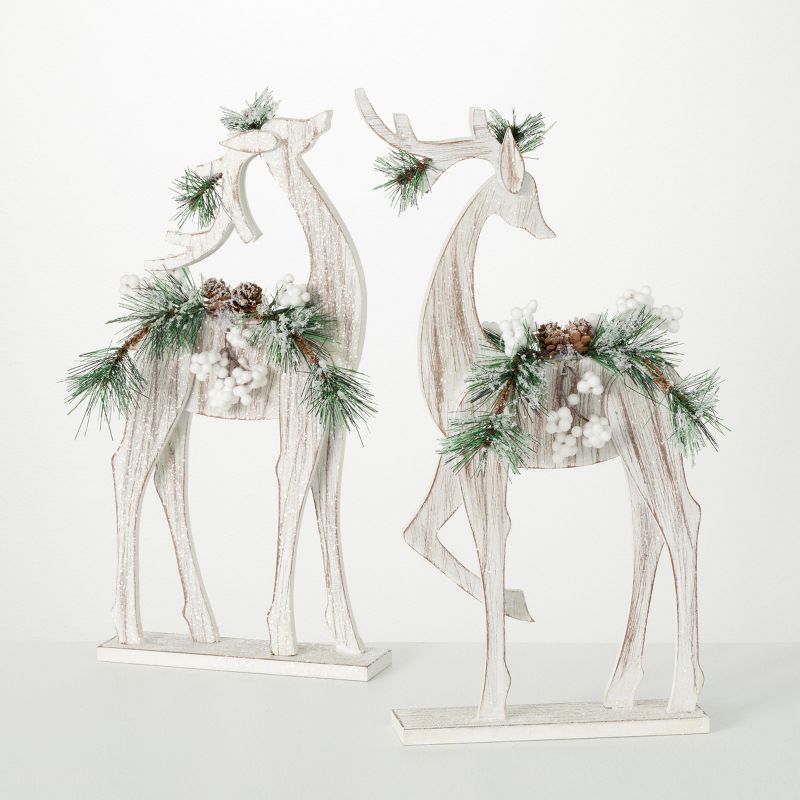 19.75"H and 18.5"H Sullivans Wood Pine Deer Silhouette - Set of 2, Multicolored, 1 of 4