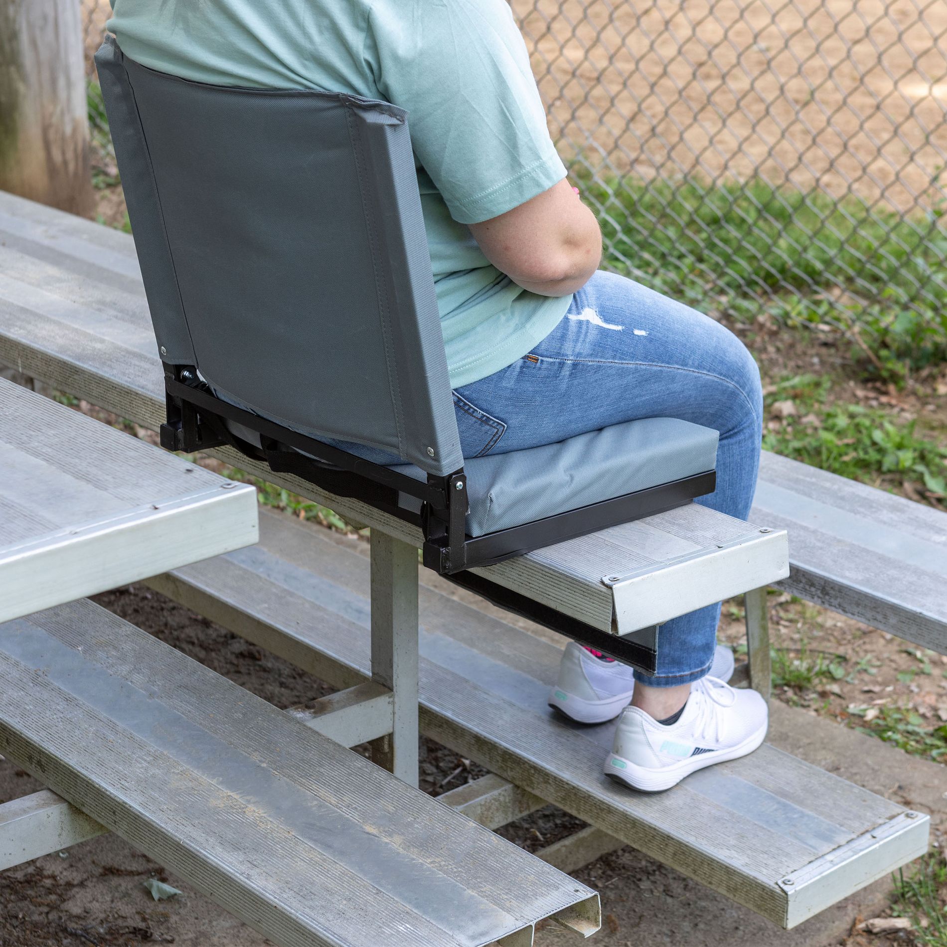 Home-Complete Bleacher Seat Stadium Cushion, Gray
