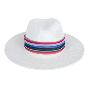 Karen Keith Women's Toyo Braid Straw Sun Hat with Chiffon Hatband - 1 of 4