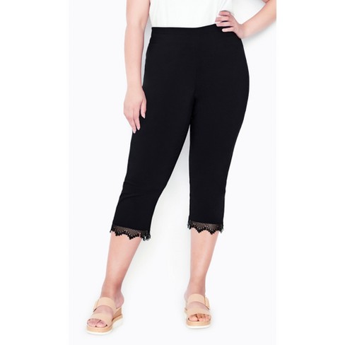 QUYUON Plus Size Capris for Women Ladies Capris with Belt Loops