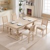 French Country Armless Dining Chairs,Cotton Linen Upholstered Dining Chairs with Solid Wood Frame,Rattan Backrest Dining Chairs-Coolbibila - 2 of 4