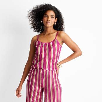 Women's Striped Strappy Sweater Tank - Future Collective™ with Jenny K. Lopez Pink