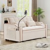 54.7'' Velvet Foldable Recliner Double Seat Sleeper Sofa with USB Port, Side Pockets, and Adjustable Backrest - 3 of 4