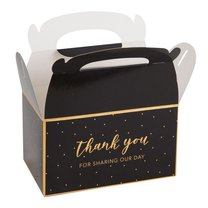 Sparkle and Bash 24 Pack Black and Gold Thank You Party Favor Gable Gift Boxes for Wedding, Birthday Party, 6.25 x 3.5 x 3.5 In, 5 of 9