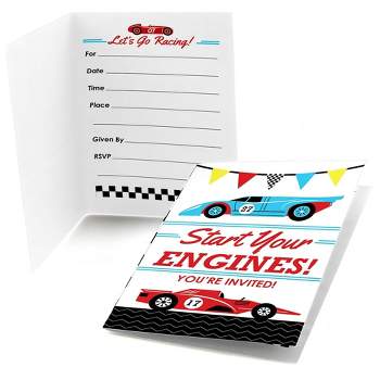 Big Dot of Happiness Let's Go Racing - Racecar - Fill In Race Car Birthday Party or Baby Shower Invitations (8 count)