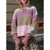 Imily Bela Womens Color Block Cropped Sweaters 2025 Winter Trendy Casual Oversized Y2k Going Out Striped Pullover Tops - 3 of 4