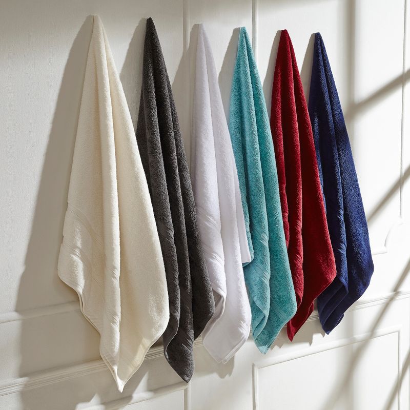 Smart Dry Zero Twist 100% Cotton Medium Weight Solid Border 4 Piece Bath Towel Set by Blue Nile Mills, 5 of 6