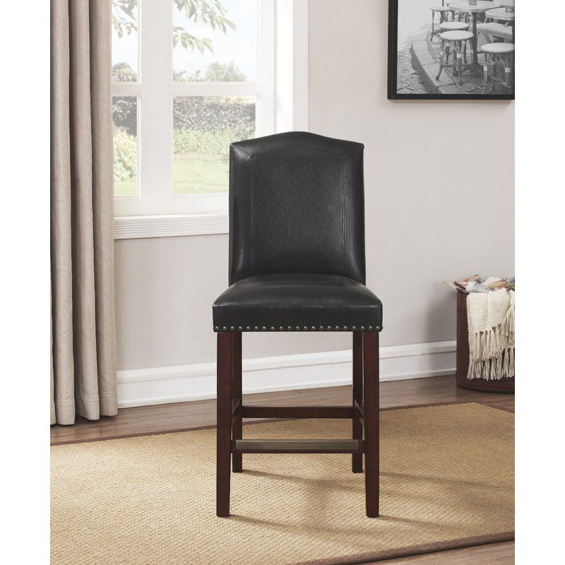 Carteret Brown Leather Counter Stool in Espresso - Comfort Pointe , 4 of 11