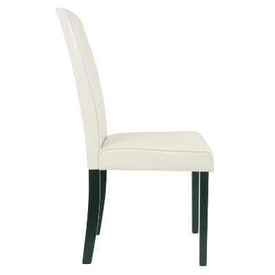 Ivory Faux Leather Upholstered Parsons Side Chair with Wood Legs