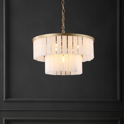 Kiandra White Marble and Gold Two-Tier Chandelier