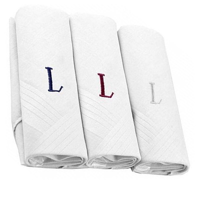 Men's Cotton Monogrammed Handkerchiefs Initial Letter Hanky