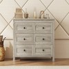 SEVOBAL Dressers Retro Farmhouse Style Wooden Dresser with 6 Drawers for Charming Bedroom Practical Storage Solution, Gray, 15.7"*52.6"*31.5" - 3 of 4