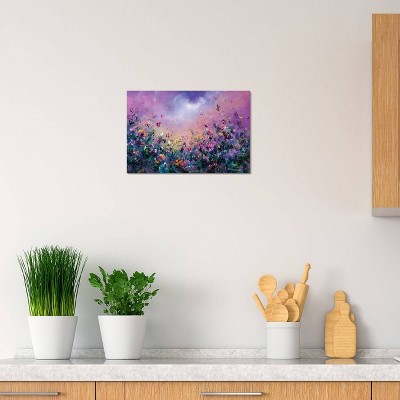 12" x 18" Purple and Pink Floral Canvas Art