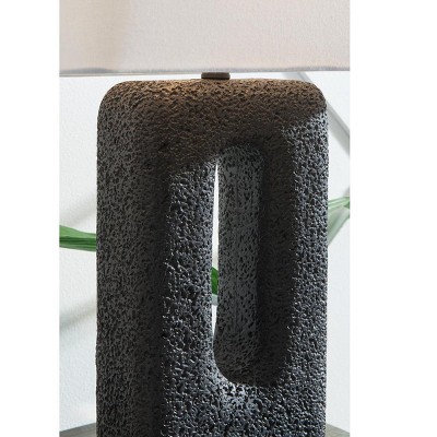 Black Textured Polyresin Table Lamp Set with 3-Way Switch