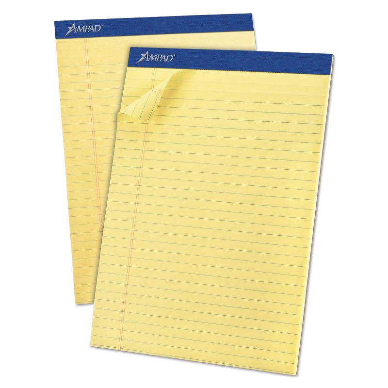 Ampad Perforated Writing Pad 8 1/2 x 11 3/4 Canary 50 Sheets Dozen 20220, 1 of 3