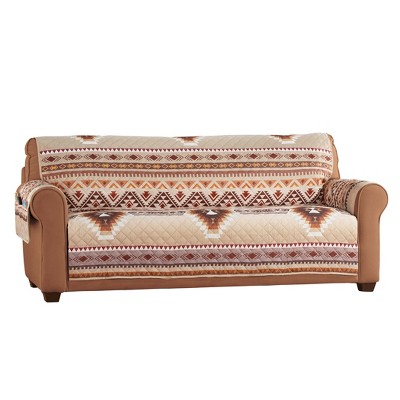Neutral Southwest Aztec Quilted Sofa Furniture Cover