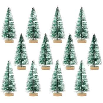 Juvale 12 Pack 4.25" Mini Christmas Trees for Table Top Decorations, Holiday Decor, 4.25 x 2 Inches