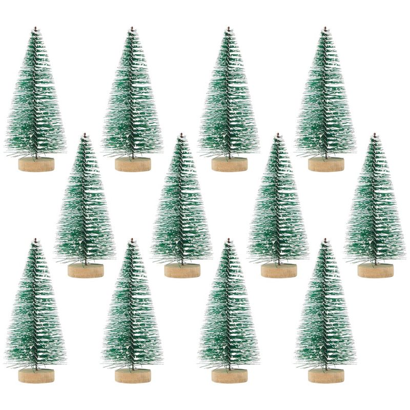 Juvale 12 Pack 4.25" Mini Christmas Trees for Table Top Decorations, Holiday Decor, 4.25 x 2 Inches, 1 of 7