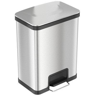 iTouchless Step Pedal Kitchen Trash Can with AbsorbX Odor Filter 13 Gallon Rectangular Stainless Steel