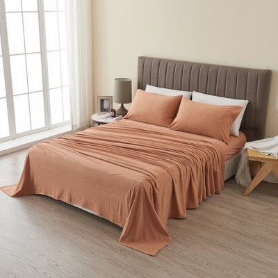 Ultra-Soft Heathered Jersey Knit Cotten Blend Sheet Set - Great Bay Home