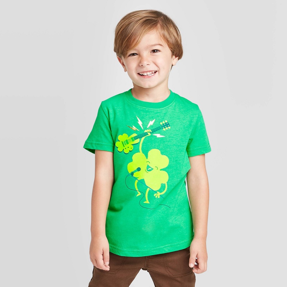 petiteToddler Boys' Short Sleeve St. Patrick's Rocking Out T-Shirt - Cat & Jack Green 3T, Toddler Boy's was $4.5 now $2.25 (50.0% off)